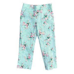 Janie And Jack Pants Floral Mint Green Pink Adjustable Size 6 Girl's